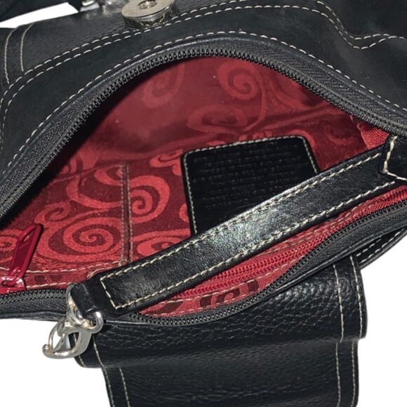 BRIGHTON Black Suede and Pebbled Leather Shoulder Bag - Picture 10 of 12